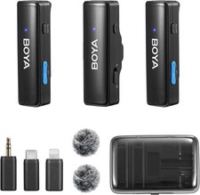 BOYALINK All-in-One Dual Wireless Lavalier Microphone for iPhone/Android/Camera