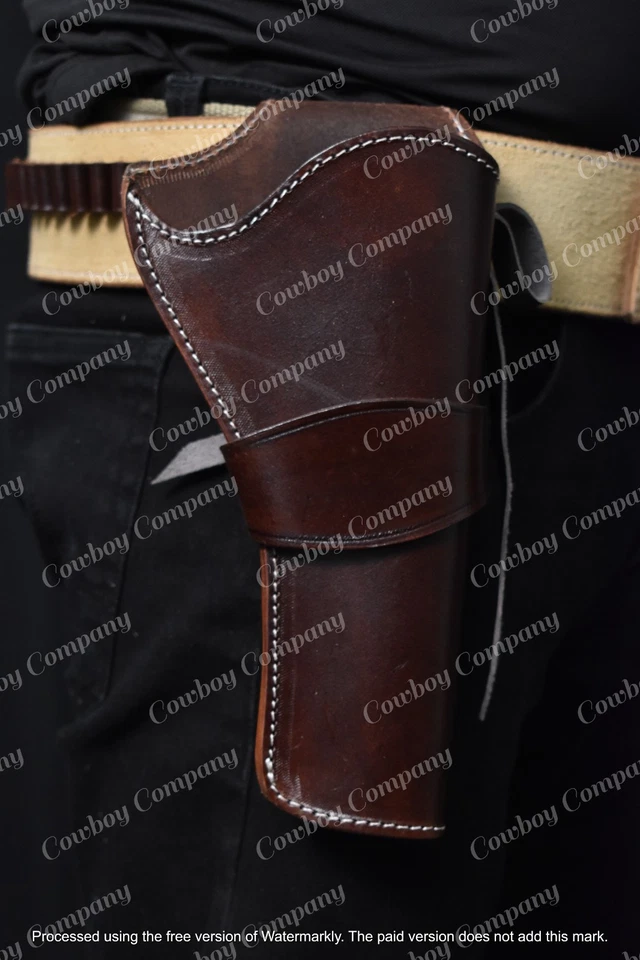 Gun Holster Belt Western Cowboy Leather Revolver Pistol Single Side.38.44.45 USA - Image 2 of 4