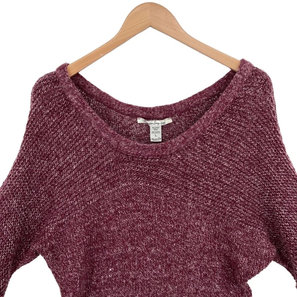 American Rag Cie свитер женщин большой бордовый ребристый вязаный доломан рукав пуловер - Изображение 4 из 4