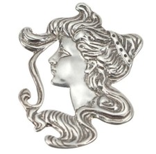 Vintage Estate Shube 925 Sterling Silver Art Nouveau Gibson Girl Brooch Pin