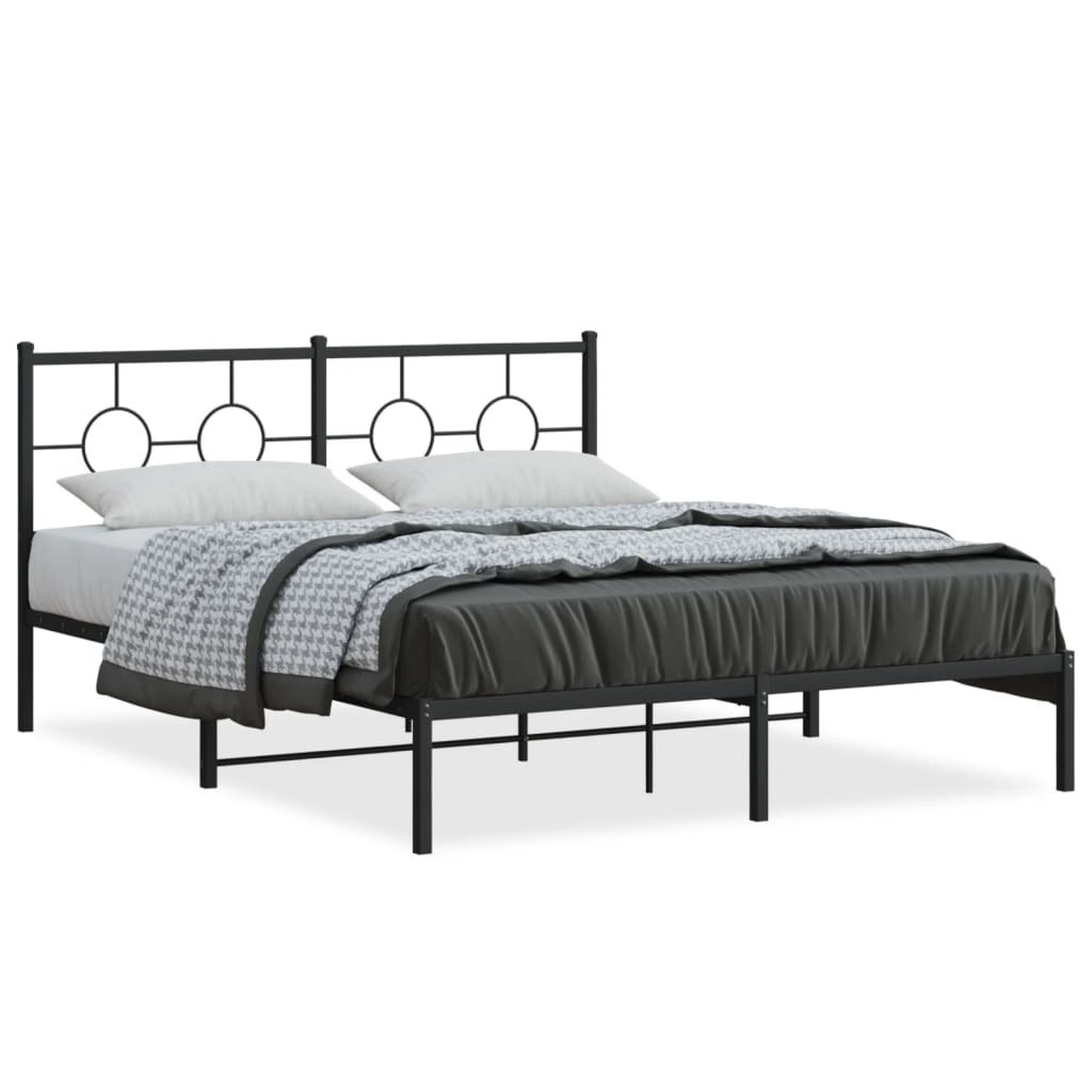 Black Steel 59x79 In King Size Industrial Bed Frame