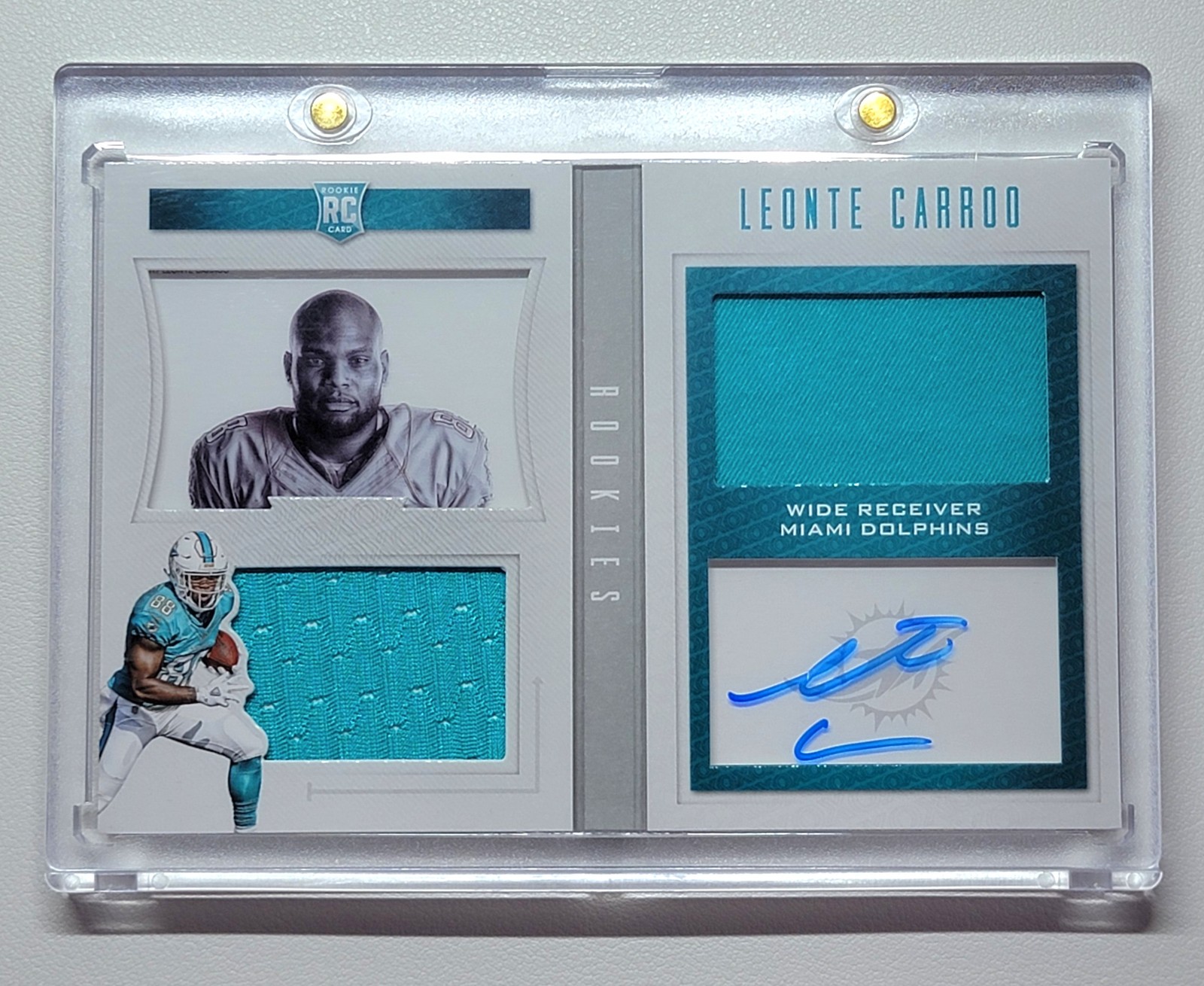 Leonte Carroo Panini National Treasures #117 Patch Autograph