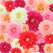 18 Pcs Mexican Paper Flowers Colorful Fiesta Tissue Paper Flowers Pom Poms Me...