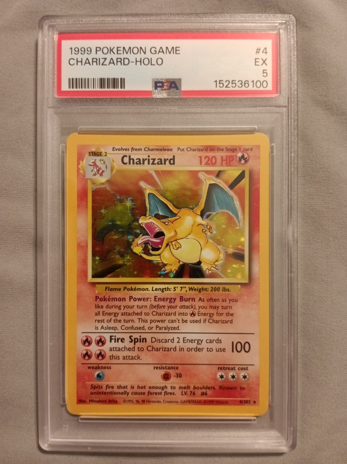 Pokemon Charizard Holo Base Set Unlimited 4/102 PSA 5