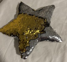 Gold Silver Reversible Sequin Star Accent Pillow Mermaid Flip 10  