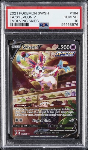 2021 POKEMON SWORD & SHIELD EVOLVING SKIES #184 FULL ART/SYLVEON V PSA 10