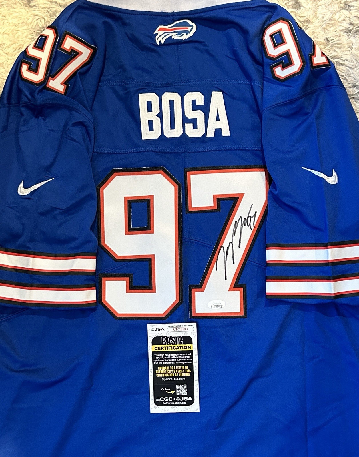Joey Bosa Autographed Signed Buffalo Bills Jersey Blue JSA COA 