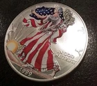 1999 American Silver Eagle Colorized 1 Oz Fine .999 In Capsule Red White Blue