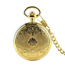 Classic Golden Mechanical Hand Wind Pocket Watch for Men Women Pendant Chain