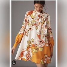 The Caroline Tie-Neck Mini Dress Anthropologie