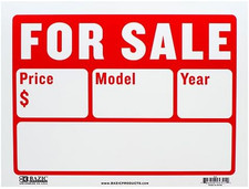 Plastic"for Sale" Sign Board Size: 9" x 12", 2 Lines, Pack of 2 Retail Store/C
