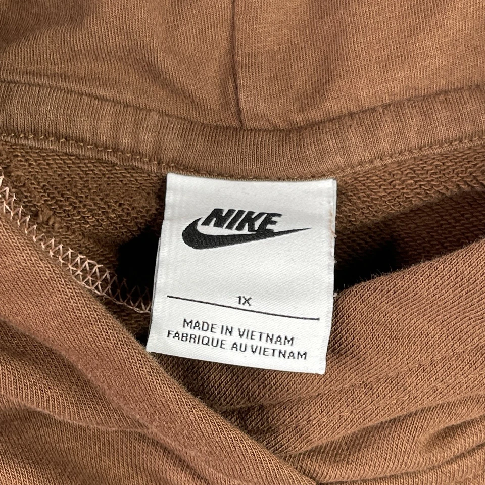 Nike Sudadera con Capucha Mujer 1X GRANDE Marrón Remolino Inside Out Pullover Sudadera Flecos Cacao Foto 3 de 4