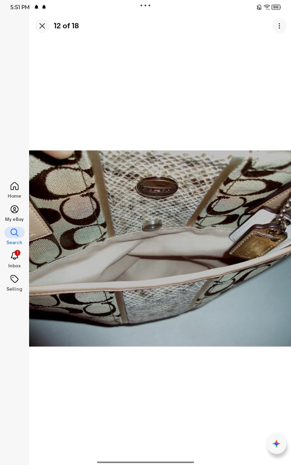 Authentic COACH SIGNATURE STRIPE PYTHON STRIPE TO… - image 10