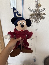 Disney Store Sorcerer Magic Fantasia Mickey Mouse Plush 16  Wizard Toy
