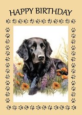 FLAT COATED RETRIEVER DOG BIRTHDAY CARD HEAD STUDY GREETING NOTE CARD