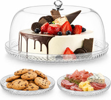 Acrylic Cake Plate with Dome, 13 Inch Cake Stand with Cover, Diamond Pattern