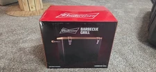 New Red Budweiser Barbecue Grill With Built In Inscribed Cutting Board