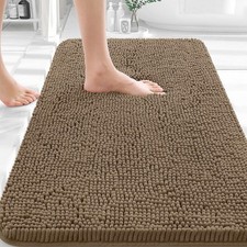 OLANLY Bathroom Rugs 30x18, Extra Soft Absorbent Chenille Bath 30" X 18", Tan