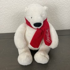 Coca Cola Polar Bear Plush 7  White W/ Red Scarf Sitting Coke Teddy Stuffed 2014
