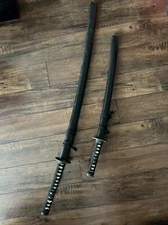 Lot Of 2 Japanese Imitation Sword Katana Wakizashi Authentic samurai Iai 27” 41”