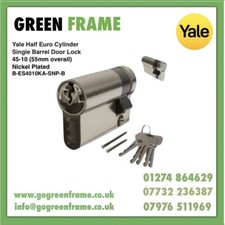Yale 6 Pin Half Euro Cylinder Lock Garage Doors 45/10mm (55mm) B-ES4010KA-SNP-B