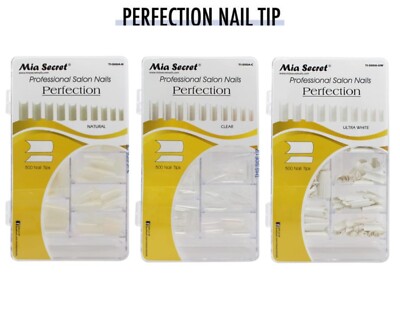 Mia Secret Nail Tips PERFECTION - Natural+ Ultra White +Clear ( 500 TIPS )