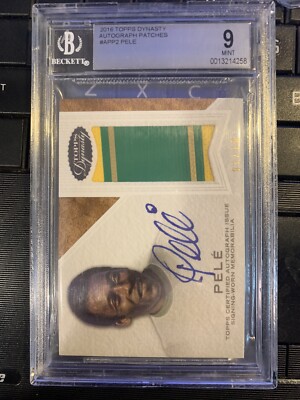 PELE 2016 TOPPS DYNASTY PATCH ON CARD AUTO #01/10 BGS 9/10