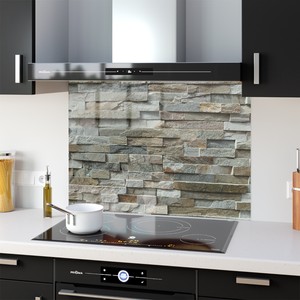 Kitchen Glass Splashback Cooker Printed Any Size Stone Brick Wall