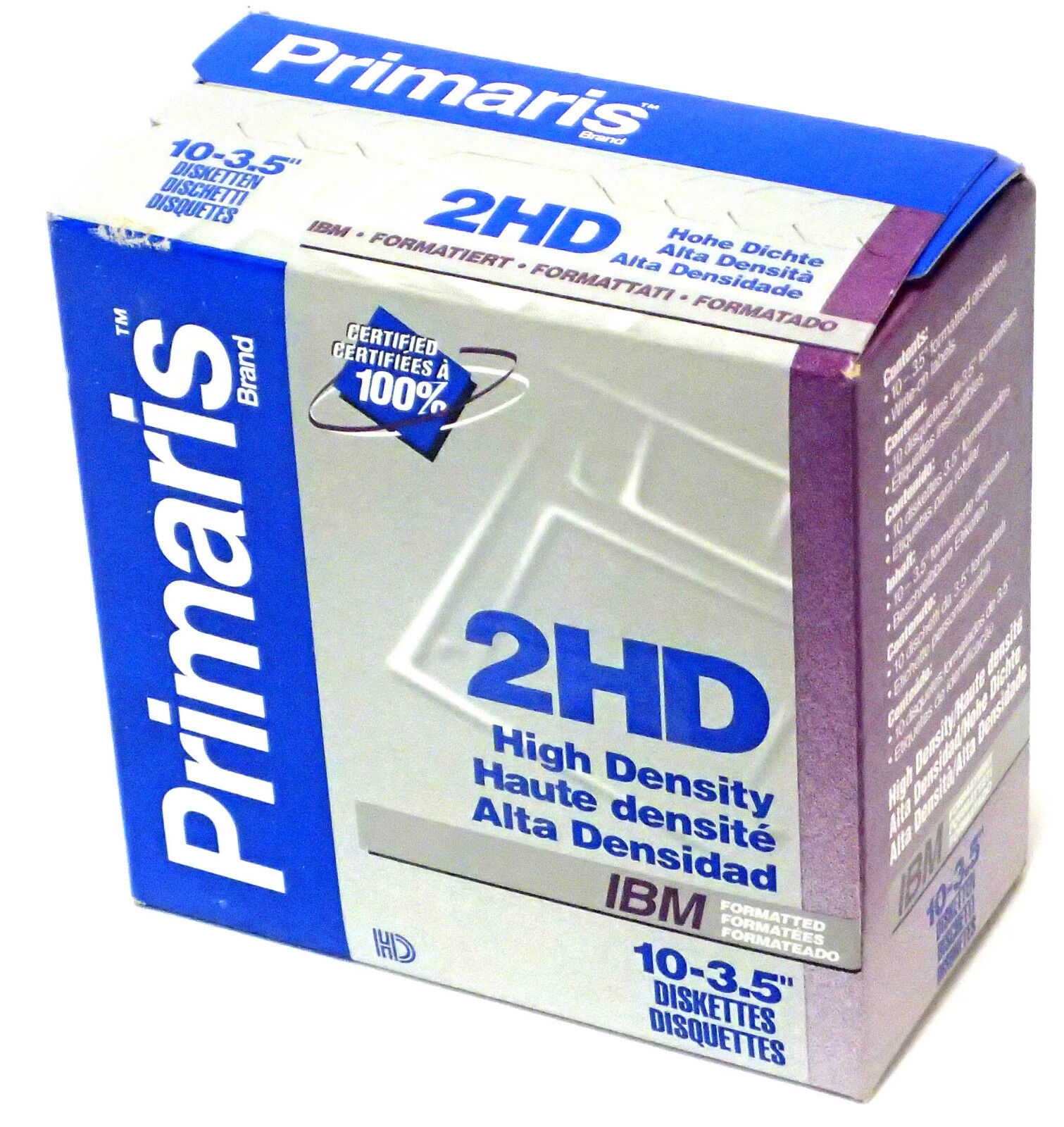 PRIMARIS 2HD IBM FORMATTED 3.5" FLOPPY DISKS / HIGH DENSITY DISQUETTES, 10PC NEW