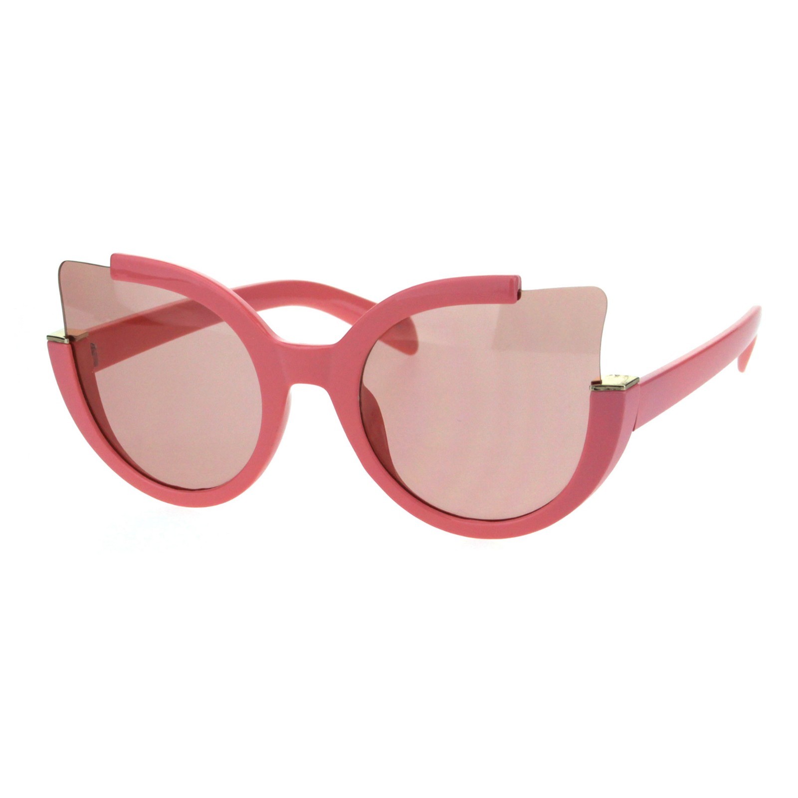 Round Cat Eye Sunglasses Women's Unique Open Corner Frame UV400-image