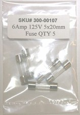 6 amp 125v 5x20mm fuse / 6AMP 125 volts / Fast Blow / Lot of 5 SKU# 300-00107