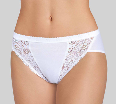 SLOGGI CHIC COTTON TAI WITH LACE INSERT, WHITE OR BLACK  BUY 3 + 1 FREE(4 PACK)