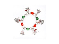 Christmas Beaded Charm Stretch Bracelet  Gift Idea  NEW 