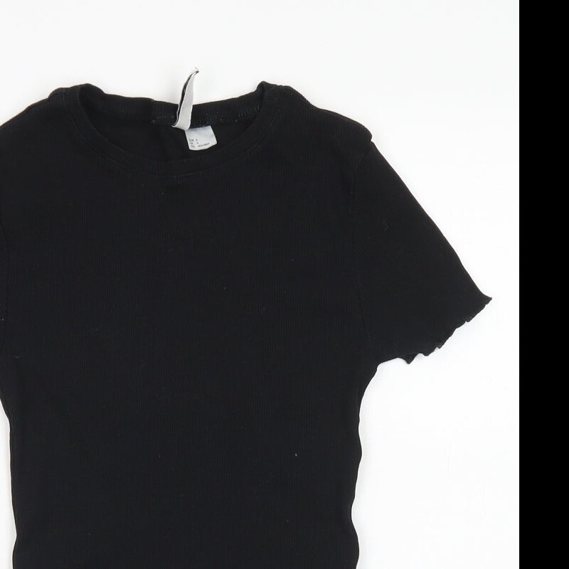 Divided Womens Black Cotton Blend Bodysuit One-Piece Size S Lettuce Edging image 5