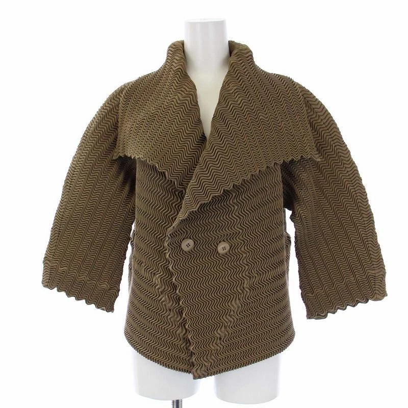 ISSEY MIYAKE 3D Steam Stretch Jacket Pleated Deformation Double Brown Women's