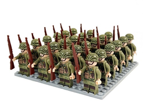 24pcs WW2 Military Figures Set (USA, UK, GER, FRA, SOVIET), DIY Kids Toy Gift - Foto 4 di 35