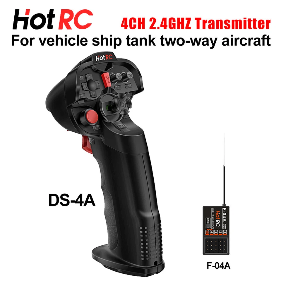 HotRC DS-4A Transmitter 2.4GHZ 4CH  F-04A Receiver For RC Car Boat Airplane - Image 3 of 4