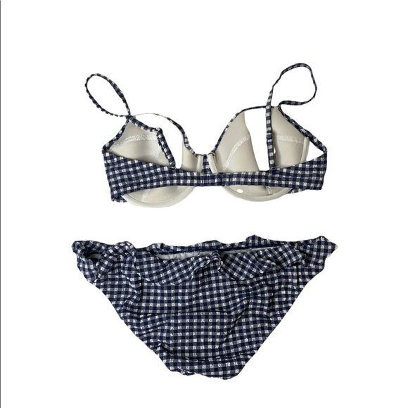 J. Crew Gingham ruffle bikini top & bikini bottom Gem