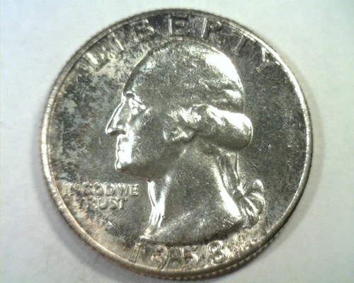 1958 WASHINGTON QUARTER CHOICE UNCIRCULATED CH. UNC. ATTRACTIVE ORIGINAL TONING