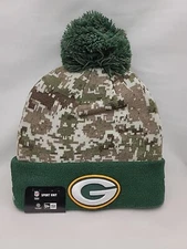 Green Bay Packers Salute To Service New Era Pom Knit Hat (G64)