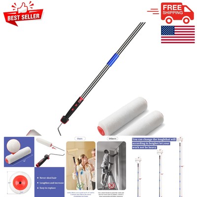 6FT Multi-Function Paint Roller Kit with Stainless Steel Pole   No Ladder Needed