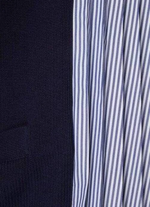 Precioso suéter de punto de lana a rayas azules plisado con paneles Sacai talla 2 (M) Foto 4 de 4