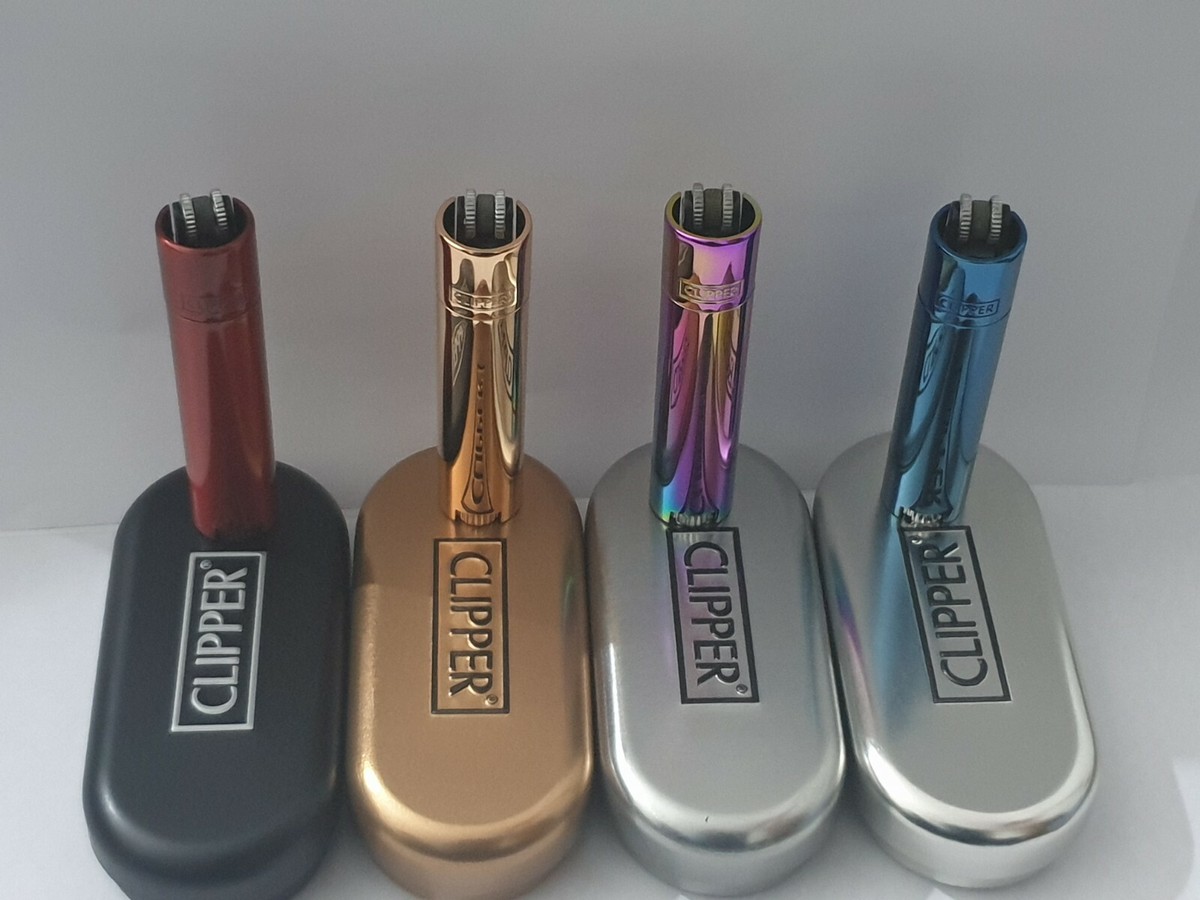 CLIPPER METAL LIGHTER Rainbow Rose Gold Red ICY BLUE WITH FREE TIN BOX XMAS  GIFT