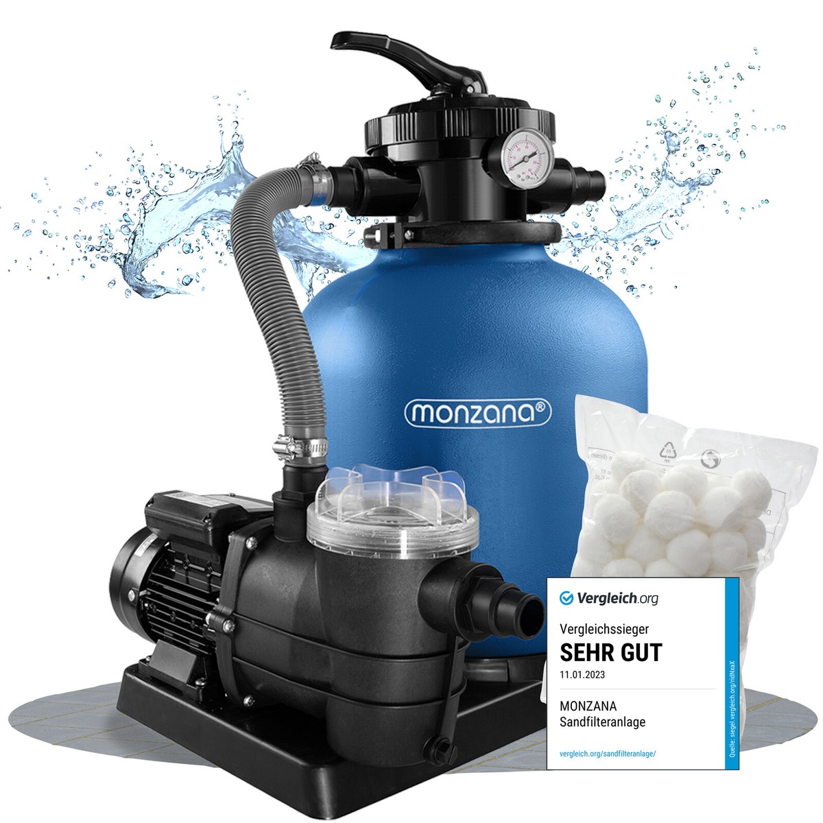Sandfilteranlage Filteranlage 9.960 L/h Vorfilter 1200g  