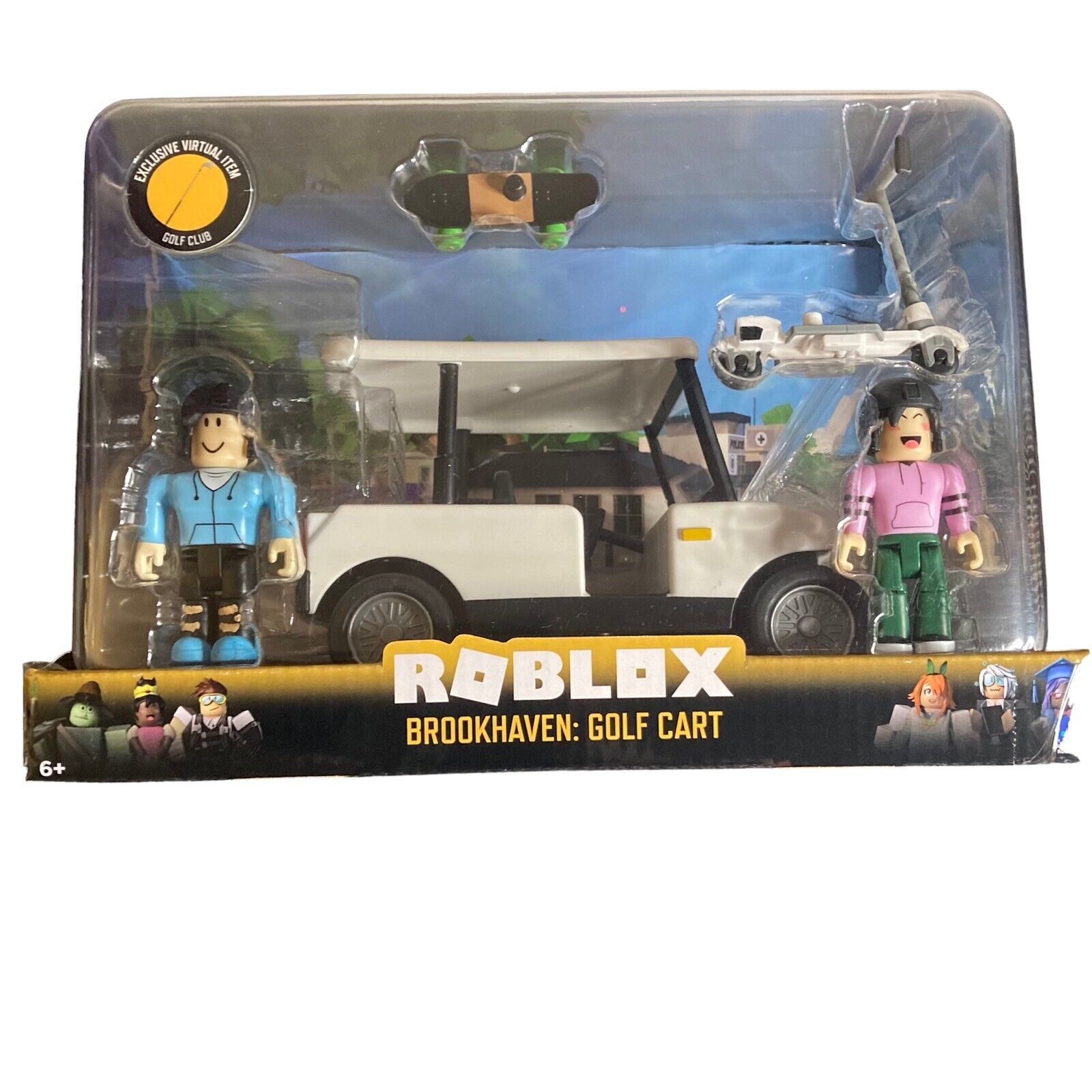 Roblox Brookhaven Golf Cart toy set. Skateboard,scooter,figures