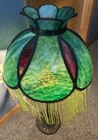 Antique 1910s Art Nouveau Arts & Crafts GREEN Slag Glass Lamp - WORKS - UNUSUAL