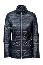 Supreme Ladies Winter Jacket Quilted Real Leather Black Classic Long Jacket 3328