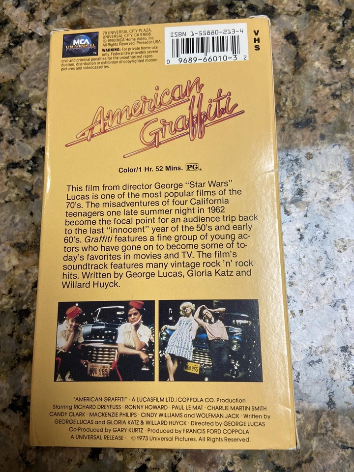 Vintage American Graffiti 1950s Style Ron Howard VHS Cassette Tape Minty Foto 3 de 4