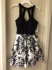 Crystal Doll Black White Prom Dress Velvet Accent To Skirt