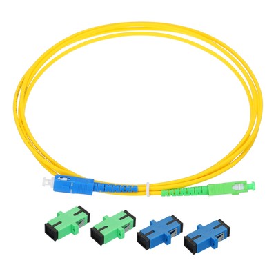 2Pcs 6.6Ft SC/UPC to SC/APC Single Mode Simplex Fiber Optic Cable with Coupler